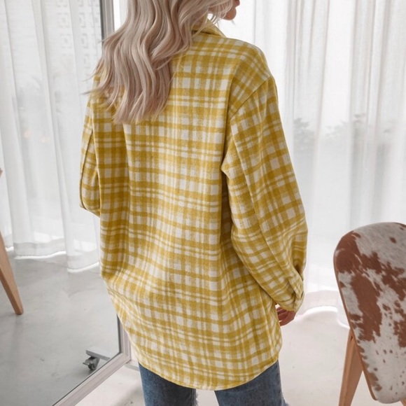 New Plaid Stripe Oversized Flannel Shirt Top Shacket Jacket - Picture 3 of 8